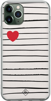 Casimoda iPhone 11 Pro Max siliconen hoesje - Heart queen Bruin/beige