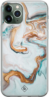 Casimoda iPhone 11 Pro Max siliconen hoesje - Marmer blauw goud Blauw, Goudkleurig