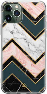 Casimoda iPhone 11 Pro Max siliconen hoesje - Marmer triangles Multi
