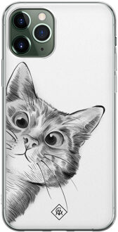 Casimoda iPhone 11 Pro Max siliconen hoesje - Peekaboo Zwart, Wit