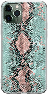 Casimoda iPhone 11 Pro Max siliconen hoesje - Snake pastel Mint
