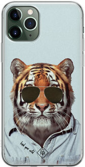 Casimoda iPhone 11 Pro Max siliconen hoesje - Tijger wild Blauw