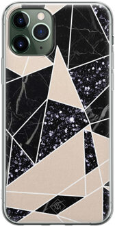 Casimoda iPhone 11 Pro Max siliconen telefoonhoesje - Abstract painted Zwart, Bruin/beige