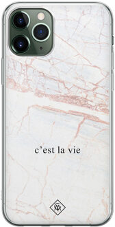 Casimoda iPhone 11 Pro Max siliconen telefoonhoesje - C'est la vie Bruin/beige