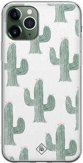 Casimoda iPhone 11 Pro Max siliconen telefoonhoesje - Cactus print Groen