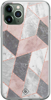 Casimoda iPhone 11 Pro Max siliconen telefoonhoesje - Stone grid Roze