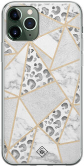 Casimoda iPhone 11 Pro Max siliconen telefoonhoesje - Stone & leopard print Bruin/beige