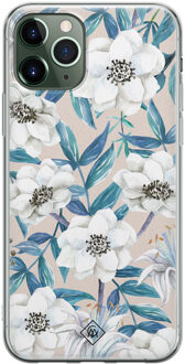Casimoda iPhone 11 Pro Max siliconen telefoonhoesje - Touch of flowers Blauw