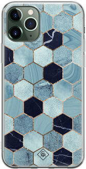 Casimoda iPhone 11 Pro siliconen hoesje - Blue cubes Blauw