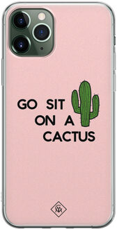 Casimoda iPhone 11 Pro siliconen hoesje - Go sit on a cactus Roze