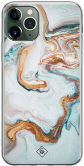 Casimoda iPhone 11 Pro siliconen hoesje - Marmer blauw goud Blauw, Goudkleurig
