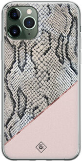 Casimoda iPhone 11 Pro siliconen hoesje - Snake print Roze