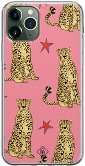 Casimoda iPhone 11 Pro siliconen hoesje - The pink leopard Roze