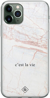 Casimoda iPhone 11 Pro siliconen telefoonhoesje - C'est la vie Bruin/beige