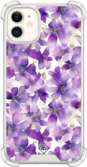 Casimoda iPhone 11 shockproof hoesje - Floral violet Paars
