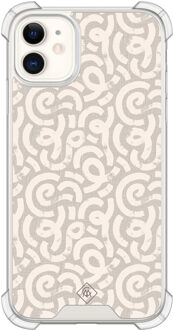 Casimoda iPhone 11 shockproof hoesje - Ivory abstraction Bruin/beige