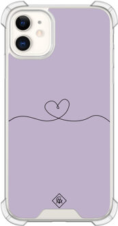 Casimoda iPhone 11 shockproof hoesje - Lila hart Wit