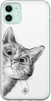 Casimoda iPhone 11 siliconen hoesje - Peekaboo Zwart, Wit