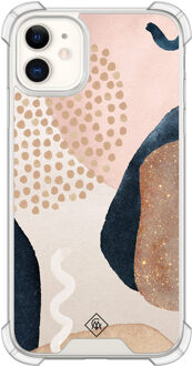 Casimoda iPhone 11 siliconen shockproof hoesje - Abstract dots Bruin/beige