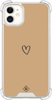 Casimoda iPhone 11 siliconen shockproof hoesje - Hart bruin Bruin/beige