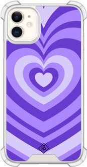 Casimoda iPhone 11 siliconen shockproof hoesje - Hart swirl paars