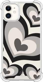 Casimoda iPhone 11 siliconen shockproof hoesje - Hart swirl zwart