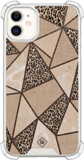 Casimoda iPhone 11 siliconen shockproof hoesje - Leopard abstract Bruin/beige