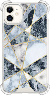 Casimoda iPhone 11 siliconen shockproof hoesje - Marmer blauw