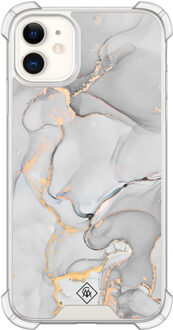 Casimoda iPhone 11 siliconen shockproof hoesje - Marmer grijs Grijs/zilverkleurig