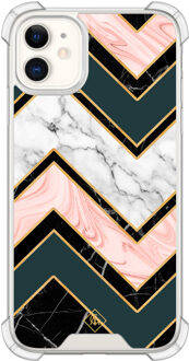 Casimoda iPhone 11 siliconen shockproof hoesje - Marmer triangles Multi