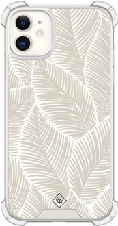 Casimoda iPhone 11 siliconen shockproof hoesje - Palmy leaves beige Bruin/beige