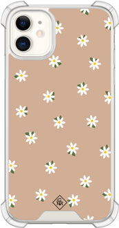 Casimoda iPhone 11 siliconen shockproof hoesje - Sweet daisies Bruin/beige