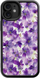 Casimoda iPhone 11 zwarte case - Floral violet Paars