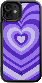 Casimoda iPhone 11 zwarte case - Hart swirl paars