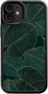 Casimoda iPhone 11 zwarte case - Monstera leaves Groen