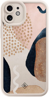 Casimoda iPhone 12 beige case - Abstract dots Bruin/beige