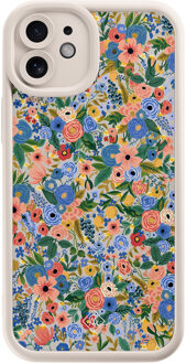 Casimoda iPhone 12 beige case - Floral garden Blauw