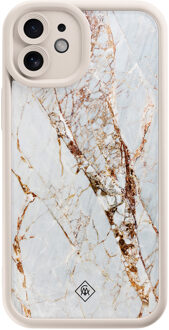 Casimoda iPhone 12 beige case - Marmer goud Goudkleurig