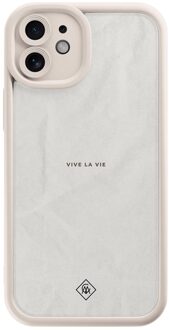 Casimoda iPhone 12 beige case - Vive la vie Grijs/zilverkleurig