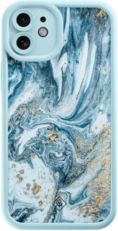 Casimoda iPhone 12 blauwe case - Marble sea