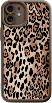 Casimoda iPhone 12 bruine case - Golden wildcat Bruin/beige