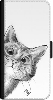 Casimoda iPhone 12 flipcase - Kat kiekeboe Grijs/zilverkleurig