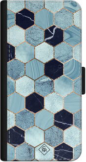 Casimoda iPhone 12 flipcase - Marmer blauw kubussen