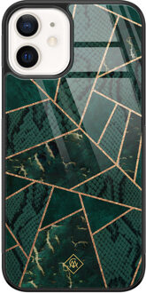 Casimoda iPhone 12 glazen hardcase - Abstract groen