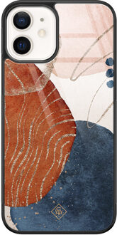 Casimoda iPhone 12 glazen hardcase - Abstract terracotta Multi