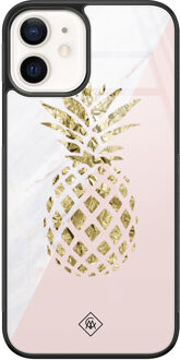 Casimoda iPhone 12 glazen hardcase - Ananas Roze