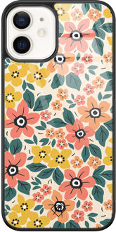 Casimoda iPhone 12 glazen hardcase - Blossom Multi