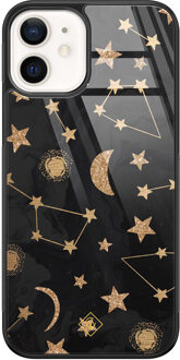 Casimoda iPhone 12 glazen hardcase - Counting the stars Goudkleurig