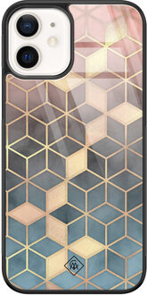 Casimoda iPhone 12 glazen hardcase - Cubes art Multi