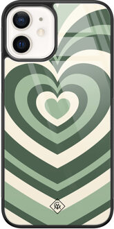 Casimoda iPhone 12 glazen hardcase - Hart swirl groen